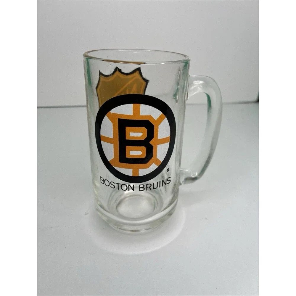 NHL BOSTON BRUINS Glass Beer MUG 12 Oz NHL Hockey Collectible 70's Vintage